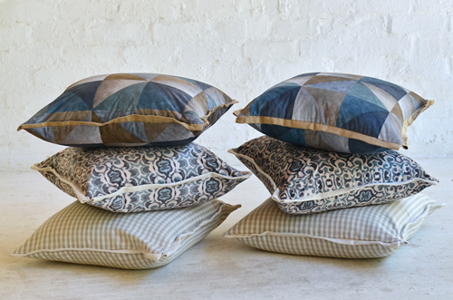 037  Azure & Tan Detail Cushions